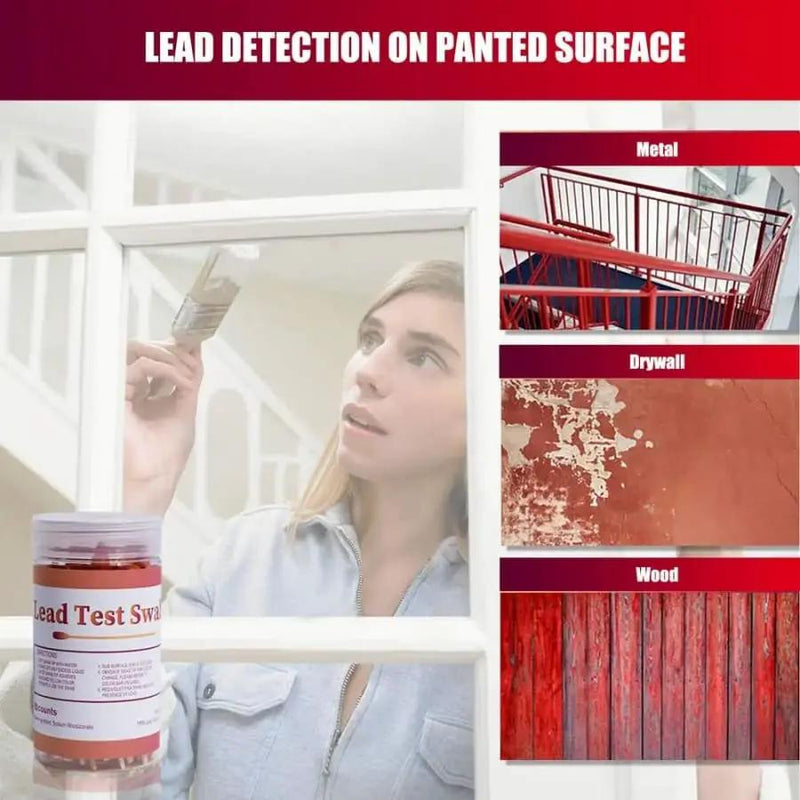 Lead Test Kit - Test House Paint, Metal, Ceramics - 60 Cotton Swabs by 9eight5