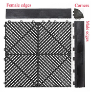 Interlocking Plastic Garage Flooring Tiles (Pack of 25 Tiles) by Habicare