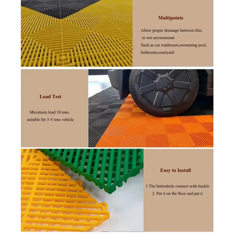 Interlocking Plastic Garage Flooring Tiles (Pack of 25 Tiles) by Habicare