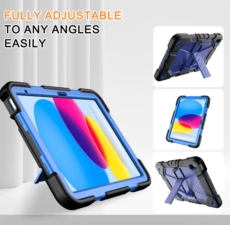 Rugged iPad 10th/11th Gen 10.9" Case – Shockproof Cover Stand & Pencil Holder by techplus