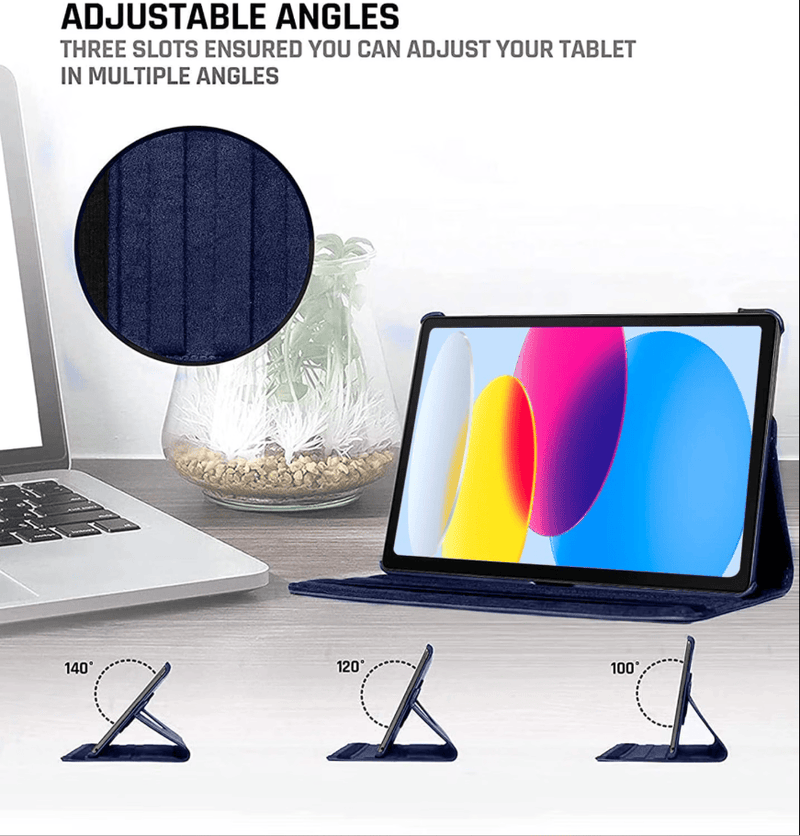 techplus iPad Air 5th Gen 10.9 Inch Rotating Case 360 Degree Protective Stand Blue iPad Air 5th Gen 10.9 Rotating Case Blue Stand