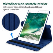 techplus iPad 5th Generation 9.7 (2017) Rotating Case – 360° Slim Protective Cover with Stand (Blue) Techplus iPad 5th Gen 9.7 Rotating Leather Case Blue