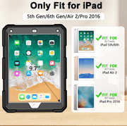 techplus iPad 9.7-inch 6th Generation (2018) Heavy Duty Rugged Shockproof Silicone Case With Front Screen Protector iPad 9.7-inch 6th Generation (2018) Heavy Duty Rugged Shockproof Silicone Case With Front Screen Protector