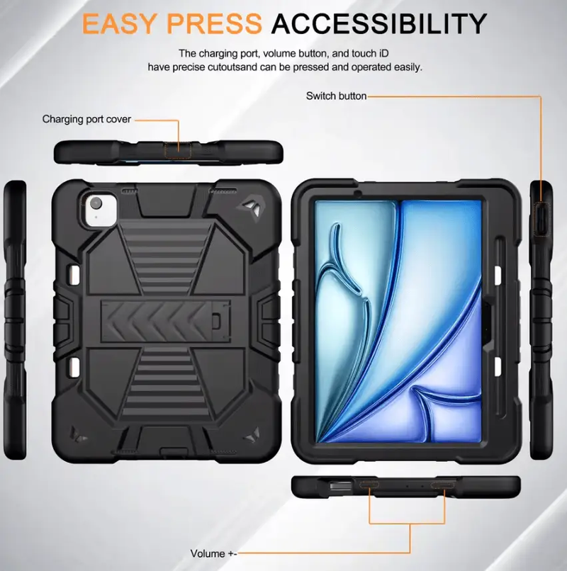 Rugged iPad Pro 11" Case – Heavy-Duty Shockproof Cover,Stand & Pencil Holder by techplus