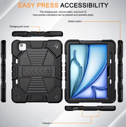 Rugged iPad Air 11" 2024 Case – Shockproof Cover Stand & Pencil Holder by techplus