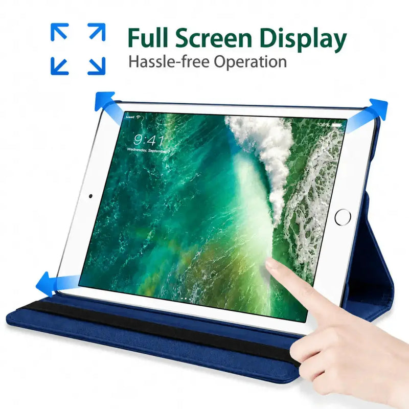 techplus iPad Air 2 Rotating Case – 360° Slim Protective Cover with Multi-Angle Stand (Blue) TechPlus Blue iPad Air 2 Rotating Case With Stand