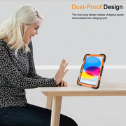 iPad Air 5th Generation (10.9 Inch) Rugged Shockproof Case with Kickstand (Orange) by techplus