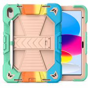 iPad Air 5th Generation (10.9 Inch) Rugged Shockproof Case with Kickstand (Rainbow) by techplus