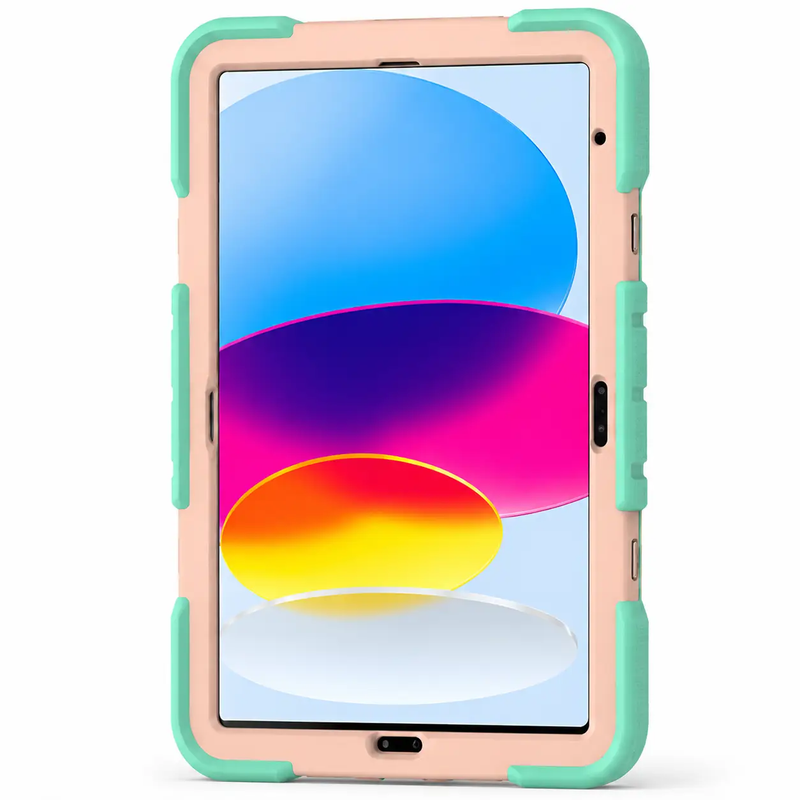 iPad Air 4th Generation 10.9 Inch Rugged Shockproof Case with Kickstand (Rainbow) by techplus