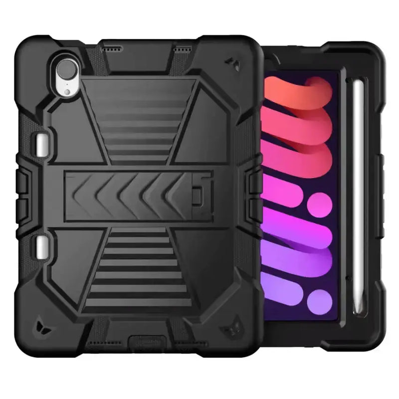 techplus iPad Mini 6 / Mini 7 Rugged Case – Shockproof Cover, Stand & Pencil Holder TechPlus iPad Mini Rugged Case With Stand Pencil Holder