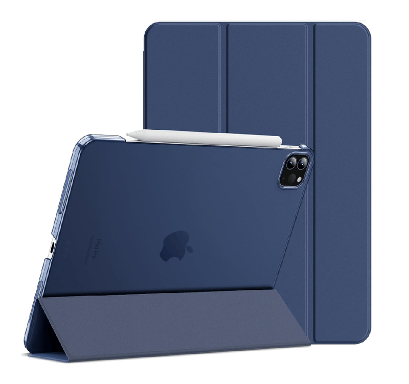 techplus Ultra Thin PU Leather Magnetic Case With Pencil Holder For iPad Pro 11 Blue Ultra Thin PU Leather Case For iPad Pro 11 Blue