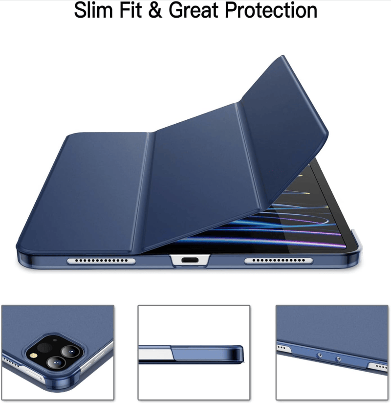techplus Ultra Thin PU Leather Magnetic Case With Pencil Holder For iPad Pro 11 Blue Ultra Thin PU Leather Case For iPad Pro 11 Blue