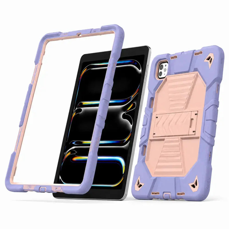 techplus Phone/Tablet Accessories iPad Pro 11-Inch (M4) 2024 7th Gen Rugged Shockproof Case with Kickstand (Pink) iPad Pro 11-Inch (M4) 2024 7th Gen Rugged | Action Outdoors NZ