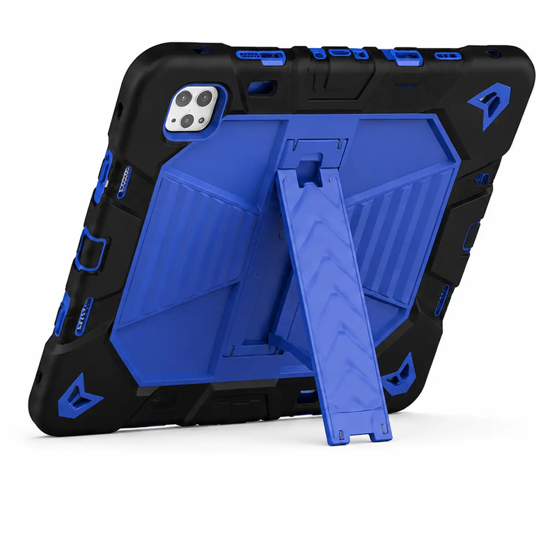 iPad Pro 11-Inch (M4) 2024 7th Gen Rugged Shockproof Case with Kickstand (Blue) by techplus