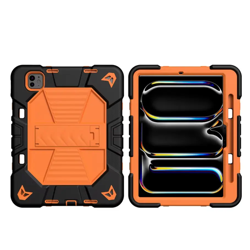 iPad Pro 13-Inch (M5) 2025 Rugged Shockproof Case with Kickstand (Orange) by techplus