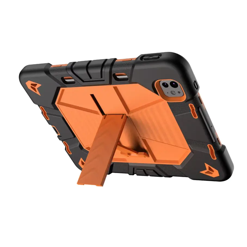iPad Pro 11-Inch (M5) 2025 Rugged Shockproof Case with Kickstand (Orange) by techplus