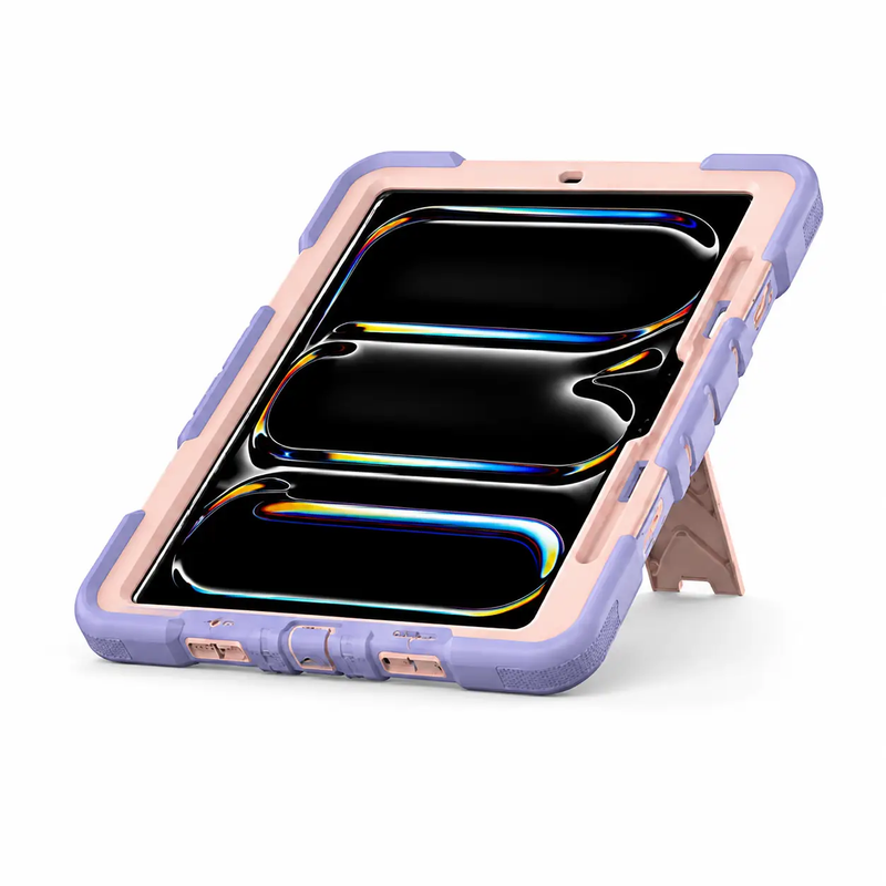 iPad Pro 11-Inch (M5) 2025 Rugged Shockproof Case with Kickstand (Pink) by techplus