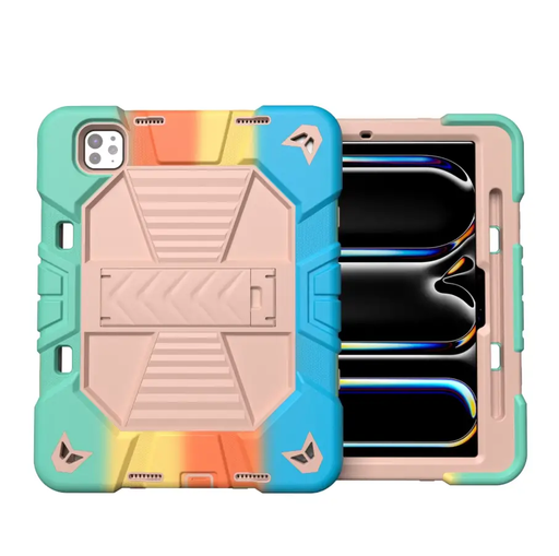 iPad Pro 11-Inch (M4) 2024 7th Gen Rugged Shockproof Case with Kickstand (Rainbow) by techplus
