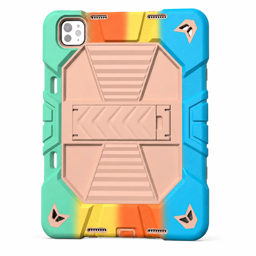 iPad Pro 11-Inch (M4) 2024 7th Gen Rugged Shockproof Case with Kickstand (Rainbow) by techplus