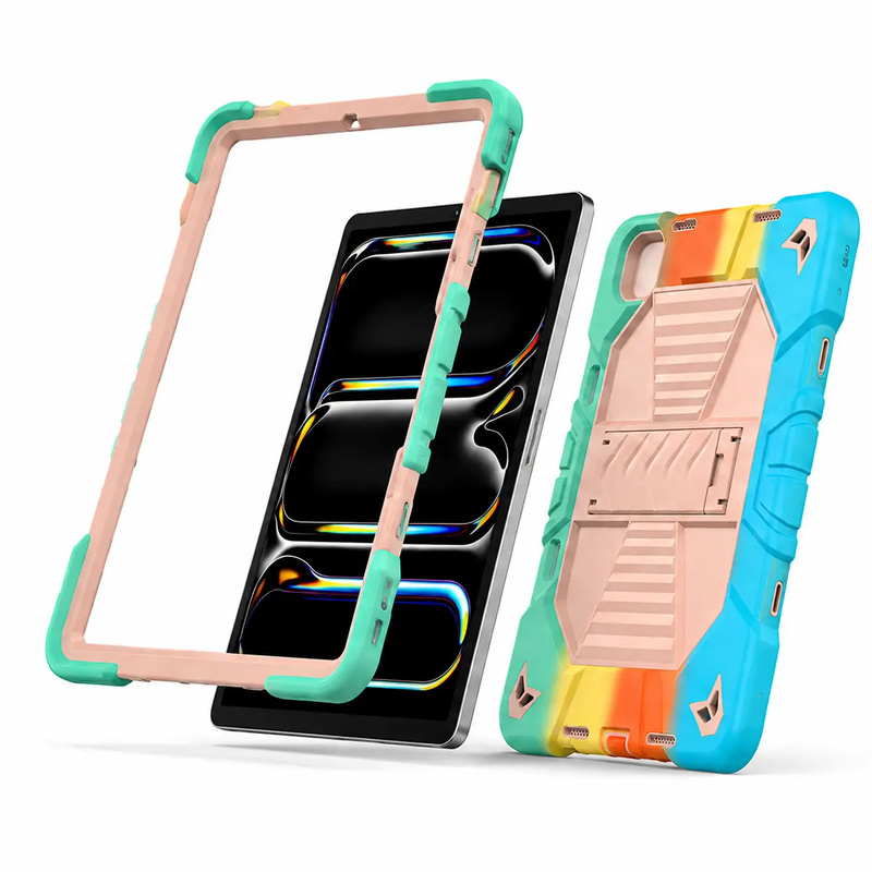 iPad Pro 11-Inch (M5) 2025 Rugged Shockproof Case with Kickstand (Rainbow) by techplus