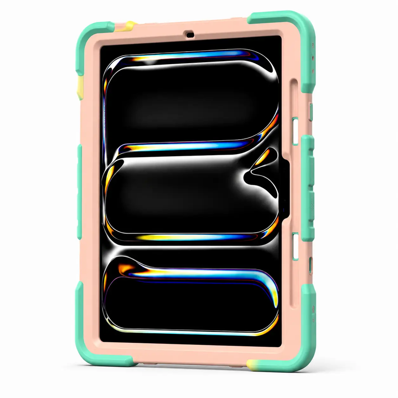 iPad Pro 11-Inch (M4) 2024 7th Gen Rugged Shockproof Case with Kickstand (Rainbow) by techplus