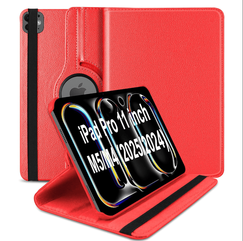 techplus iPad Pro 11" M5 (2025) Rotating Case – 360° Slim Protective Cover with Stand (Red) iPad Pro 11" M5 (2025) Rotating Case – 360° Slim Protective Cover with Stand (Red)