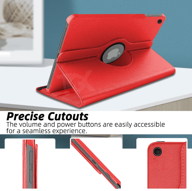 techplus iPad 9th Gen 10.2-inch (2021) Rotating Case – 360° Slim Protective Cover with Stand (Red) iPad 9th Gen 10.2-inch (2021) Rotating Case – 360° Slim Protective Cover with Stand (Red)
