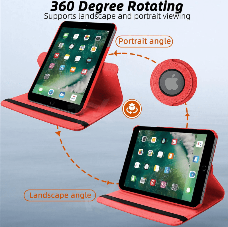 techplus iPad 7th Gen 10.2-inch (2019) Rotating Case – 360° Slim Protective Cover with Stand (Red) iPad 7th Gen 10.2-inch (2019) Rotating Case – 360° Slim Protective Cover with Stand (Red)