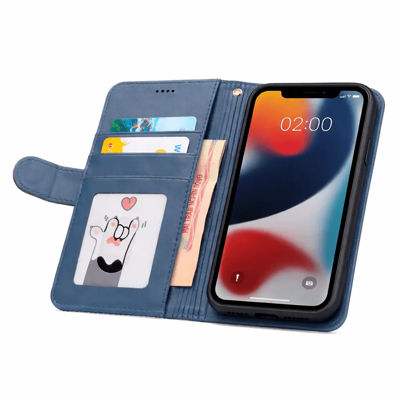 iPhone 13 Mini Flip Wallet Case Cowhide Dot Pattern by techplus