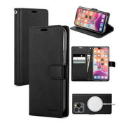 iPhone 12 Pro Max Flip PU Leather Wallet Case (Black) by techplus