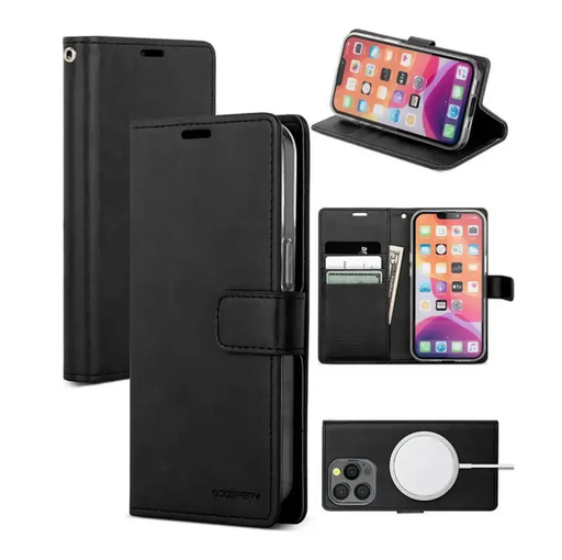iPhone 12 Pro Max Flip PU Leather Wallet Case (Black) by techplus