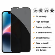 techplus Screen protector iPhone 14 Plus Privacy Tempered Glass Screen Protector (2 Pack) – 9H HD Anti-Spy, 2.5D Rounded Edge, Impact & Scratch Resistant IPhone 14 Plus Privacy Screen Protector 2 Pack