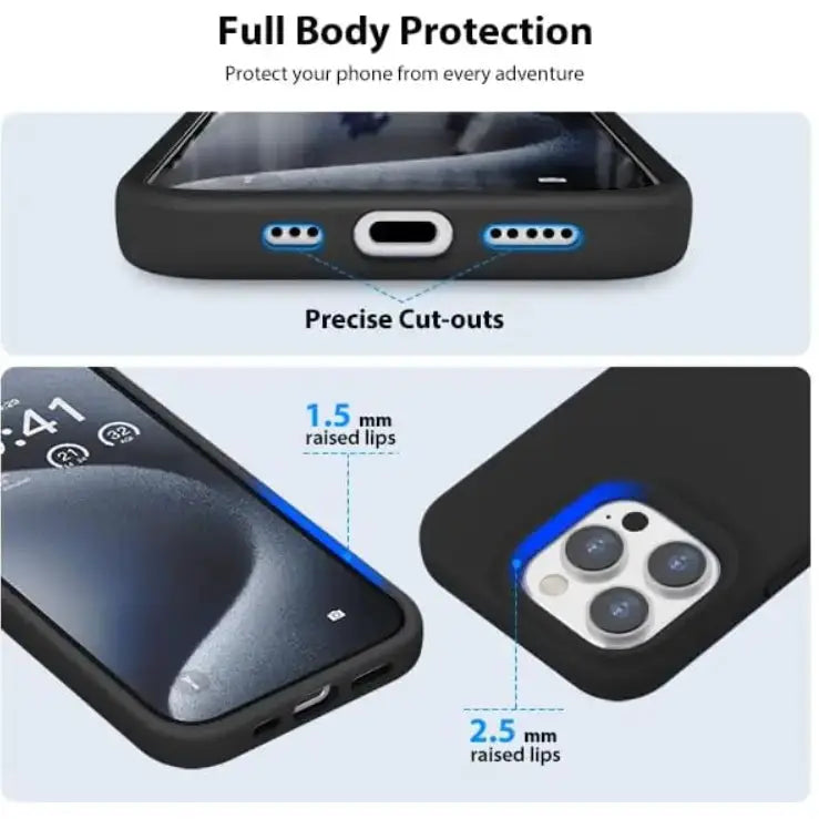 techplus iPhone 14 Pro Silicone Case – Soft Protective Cover (Black, Blue, Red) iPhone 14 Pro Silicone Case – Soft Protective Cover (Black, Blue, R...