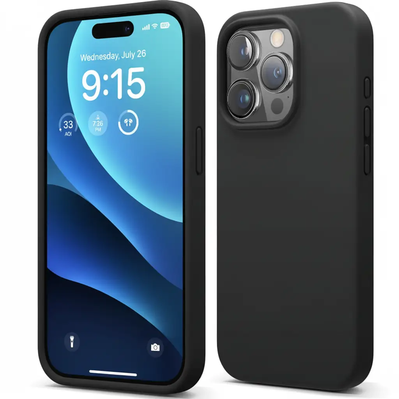 iPhone 14 Pro Max Silicone Case – Soft Protective Cover (Black, Blue, Red) by techplus