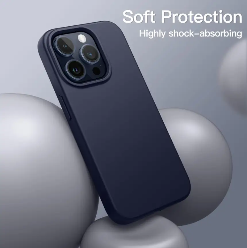 iPhone 15 Pro Max Silicone Case – Soft Protective Cover (Black, Blue, Red) by techplus