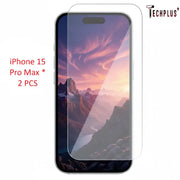 techplus iPhone 15 Pro Max Glass Screen Protector (2 pack) TechPlus iPhone 15 Pro Max Tempered Glass 2 Pack