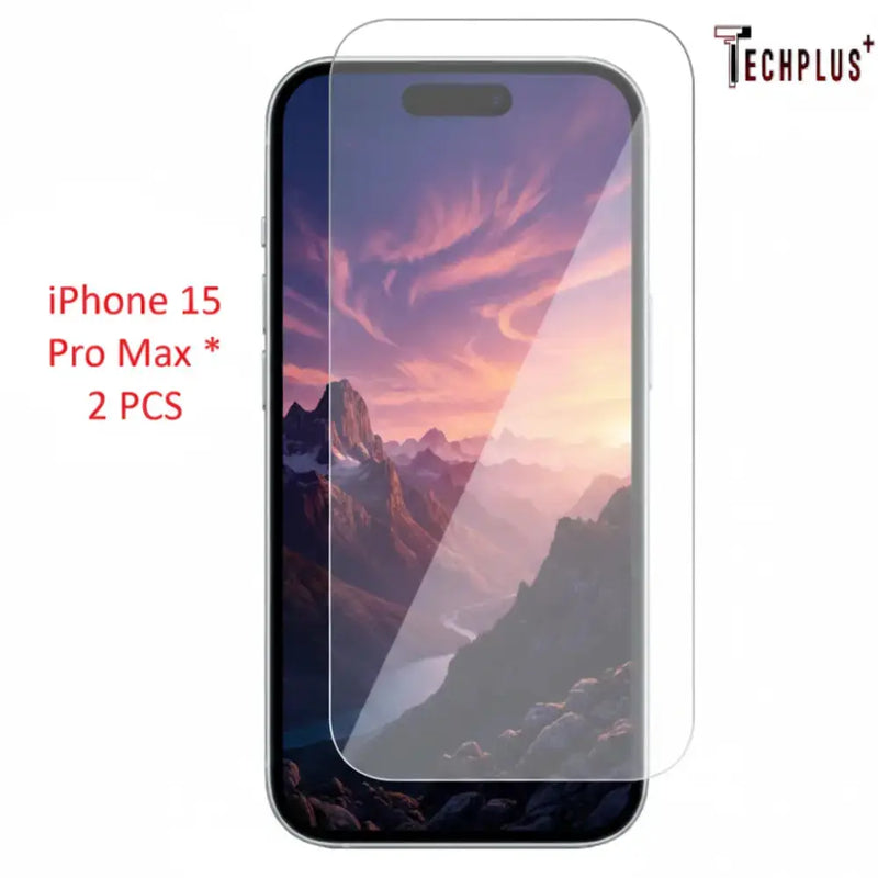 techplus iPhone 15 Pro Max Glass Screen Protector (2 pack) TechPlus iPhone 15 Pro Max Tempered Glass 2 Pack