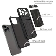 techplus Mobile Phone Case iPhone 15 Pro Max Heavy Duty Shockproof case With Card Holder & Kickstand (Black) iPhone 15 Pro Max Heavy Duty Shockproof case With Card Holder & Kickstand (Black)