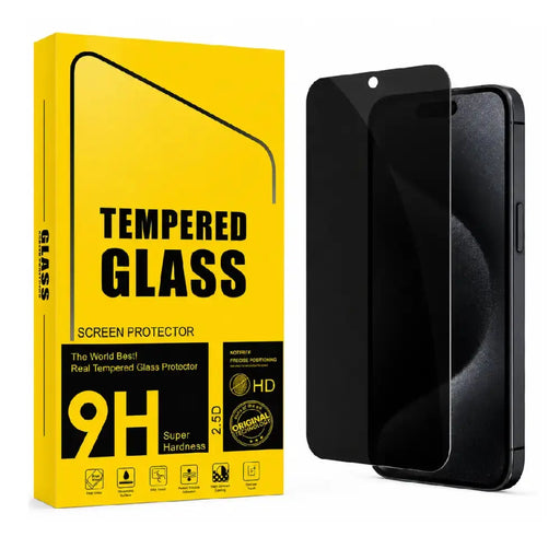 techplus Screen protector iPhone 15 Pro Max Privacy Tempered Glass Screen Protector – 9H HD Anti-Spy, 2.5D Rounded Edge, Impact & Scratch Resistant iPhone 15 Pro Max Privacy Screen Protector 9H HD