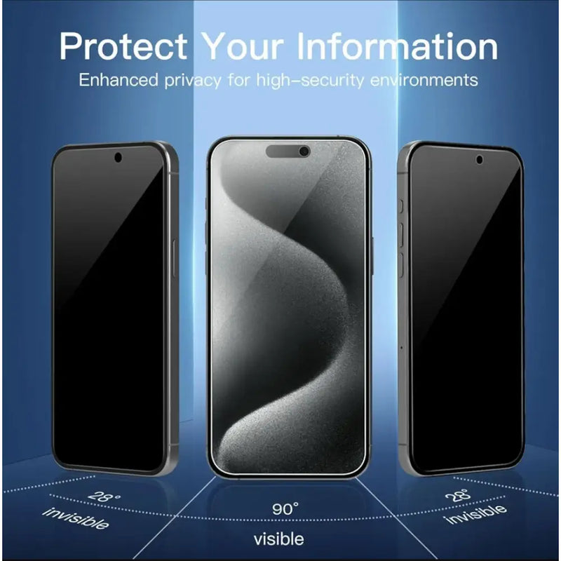 techplus Screen protector iPhone 15 Pro Privacy Tempered Glass Screen Protector – 9H HD Anti-Spy, 2.5D Rounded Edge, Impact & Scratch Resistant iPhone 15 Pro Privacy Tempered Glass Screen Protector