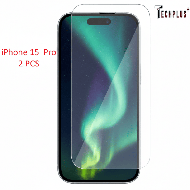 techplus iPhone 15 Pro Glass Screen Protector (2 pack) TechPlus iPhone 15 Pro Tempered Screen Protector 2 Pack