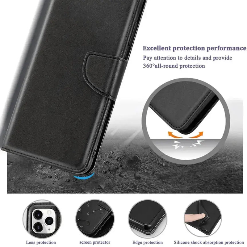 techplus iPhone 15 Wallet Case – Slim Leather Flip Cover IPhone 15 Slim Leather Wallet Case With Card Slots