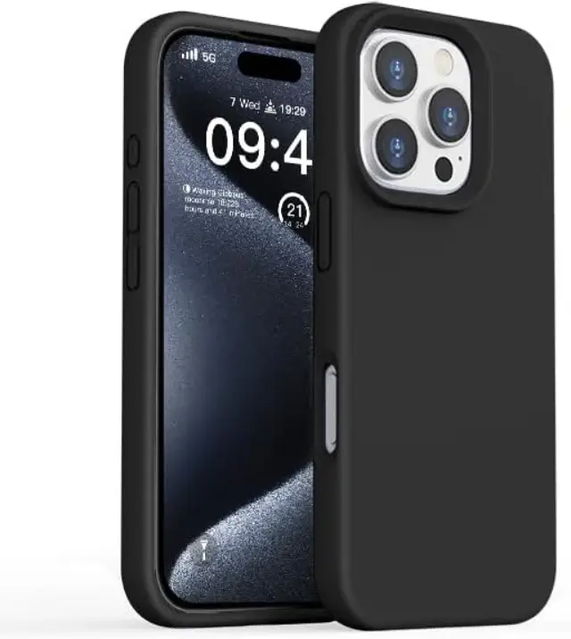 iPhone 16 Pro Silicone Case – Soft Protective Cover (Black, Blue, Red) by techplus