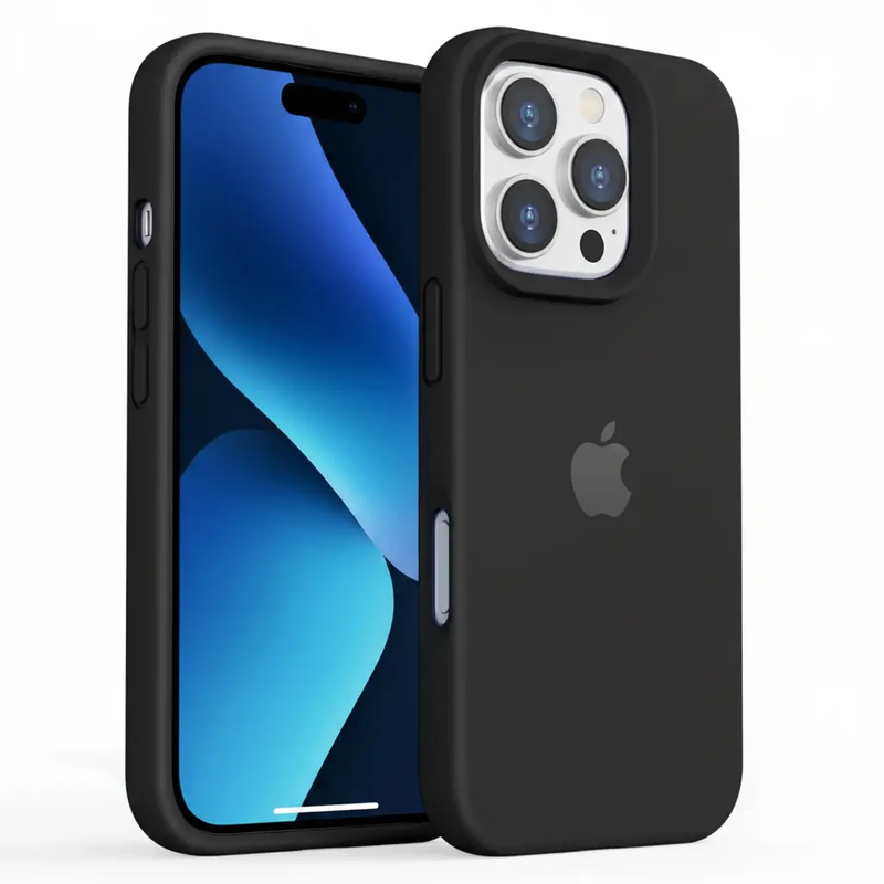 iPhone 16 Pro Max Silicone Case – Soft Protective Cover (Black, Blue, Red)