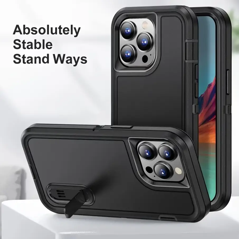 IPhone 16 pro Triple Layer Armor Hard Case with Kickstand by techplus