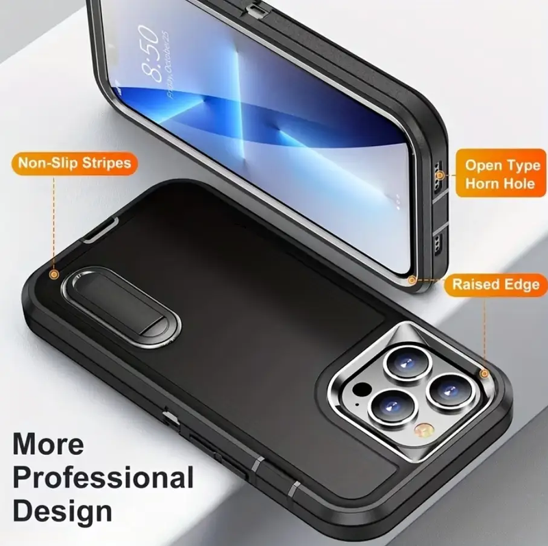 IPhone 16 pro Triple Layer Armor Hard Case with Kickstand by techplus