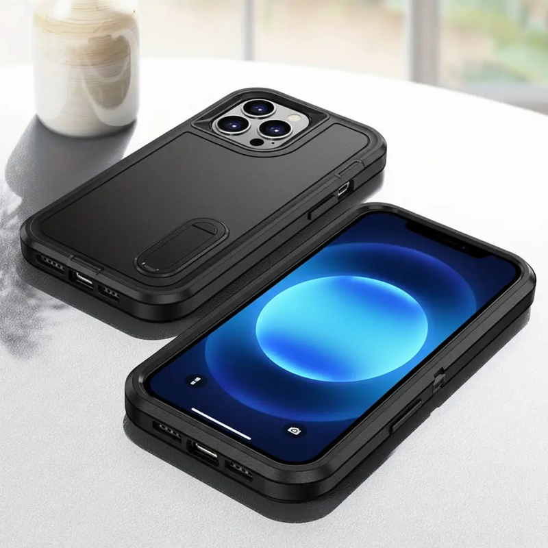 IPhone 16 pro Triple Layer Armor Hard Case with Kickstand by techplus