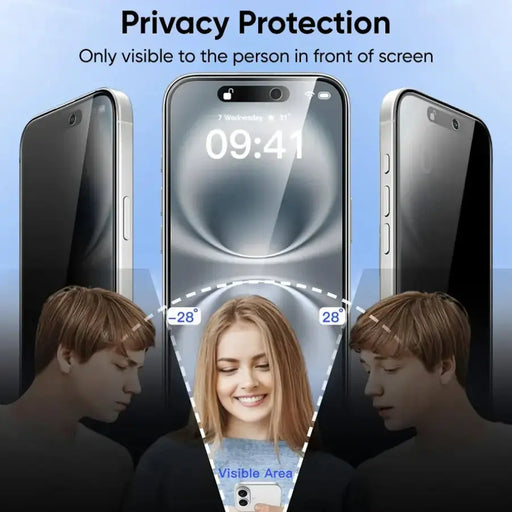 techplus Screen protector iPhone 16 Pro Max Privacy Tempered Glass Screen Protector – 9H HD Anti-Spy, 2.5D Rounded Edge, Impact & Scratch Resistant TechPlus iPhone 16 Pro Max Privacy Screen Protector 9H