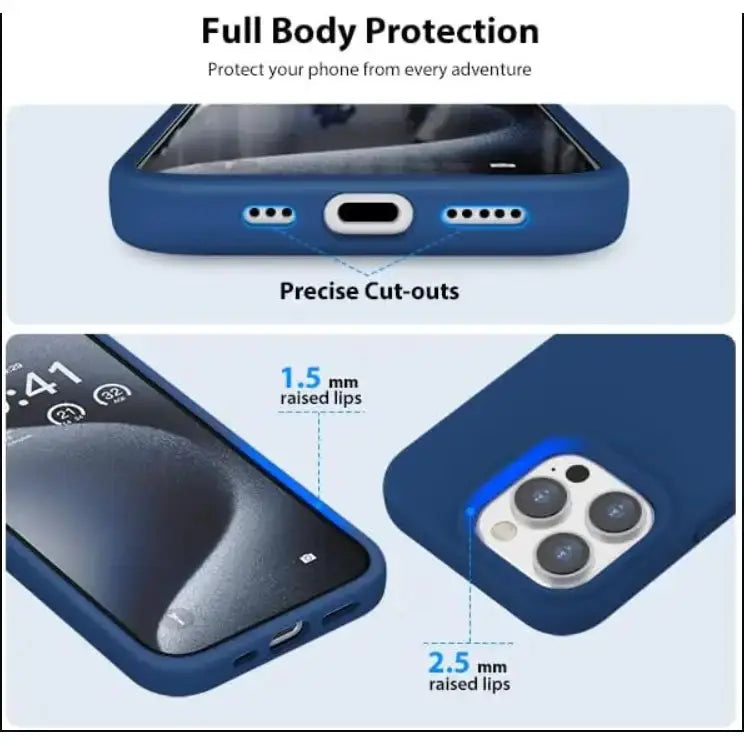 techplus iPhone 16 Pro Max Silicone Case – Soft Protective Cover (Black, Blue, Red) iPhone 16 Pro Max Silicone Case – Soft Protective Cover (Black, Blu...