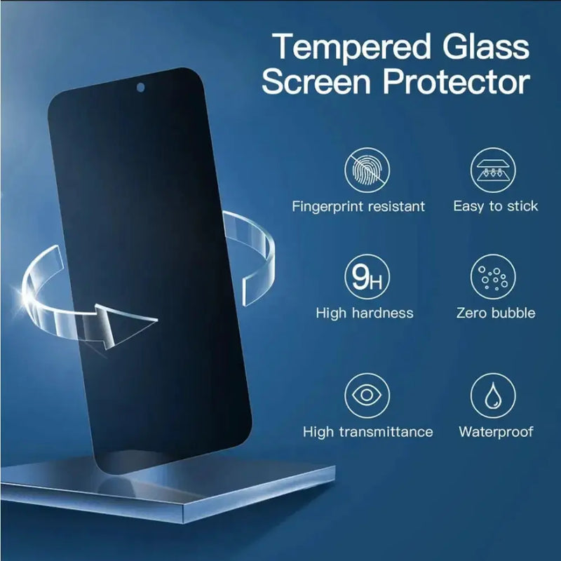 techplus Screen protector iPhone 16 Pro Privacy Tempered Glass Screen Protector – 9H HD Anti-Spy, 2.5D Rounded Edge, Impact & Scratch Resistant IPhone 16 Pro Privacy Screen Protector 9H Anti Spy
